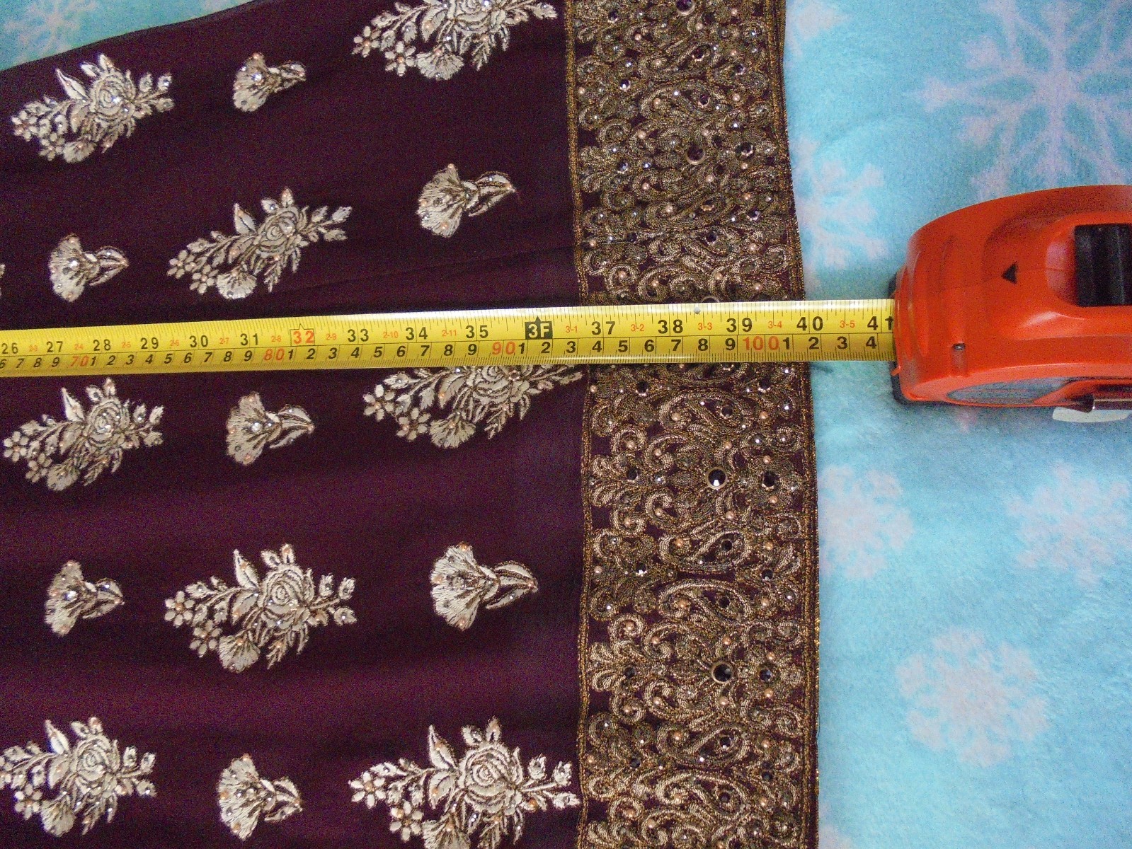 Pakistani Brand Abru shalwar kameez dupatta large (Safinaz Khaadi Sapphire) Wine