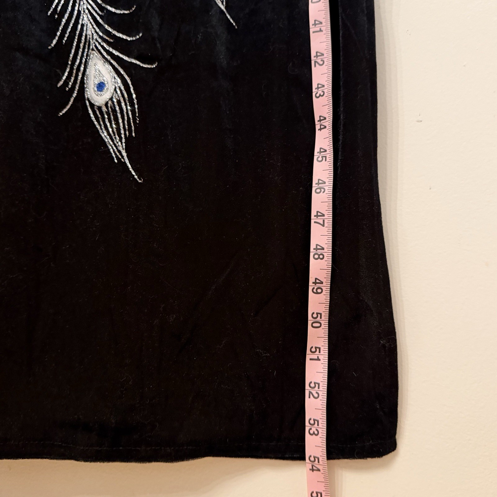 Traditional Chinese Cheongsam Qipao Dress Large Peacock Tail Black Velvet