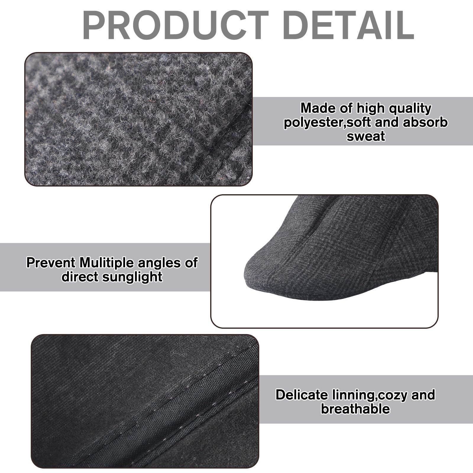 Newcotte Newsboy Cap for Men Classic Herringbone Tweed Flat Cap Irish Beret H…