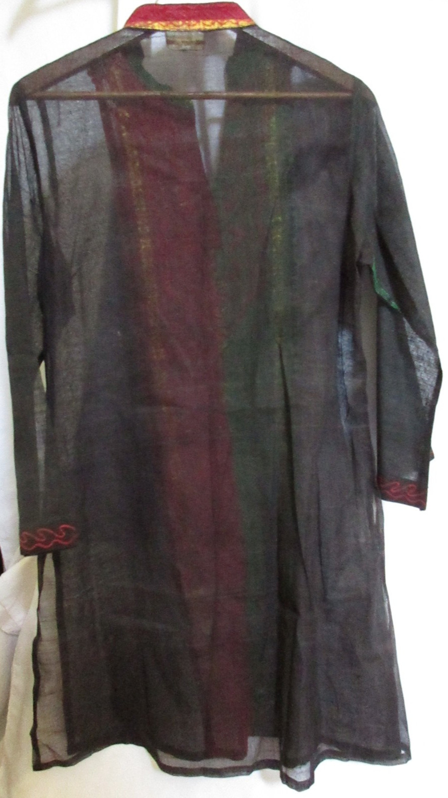 Le Riche Kurta Black Red & Green Unisex South Asian Tunic Metallic SZ XXXL EUC