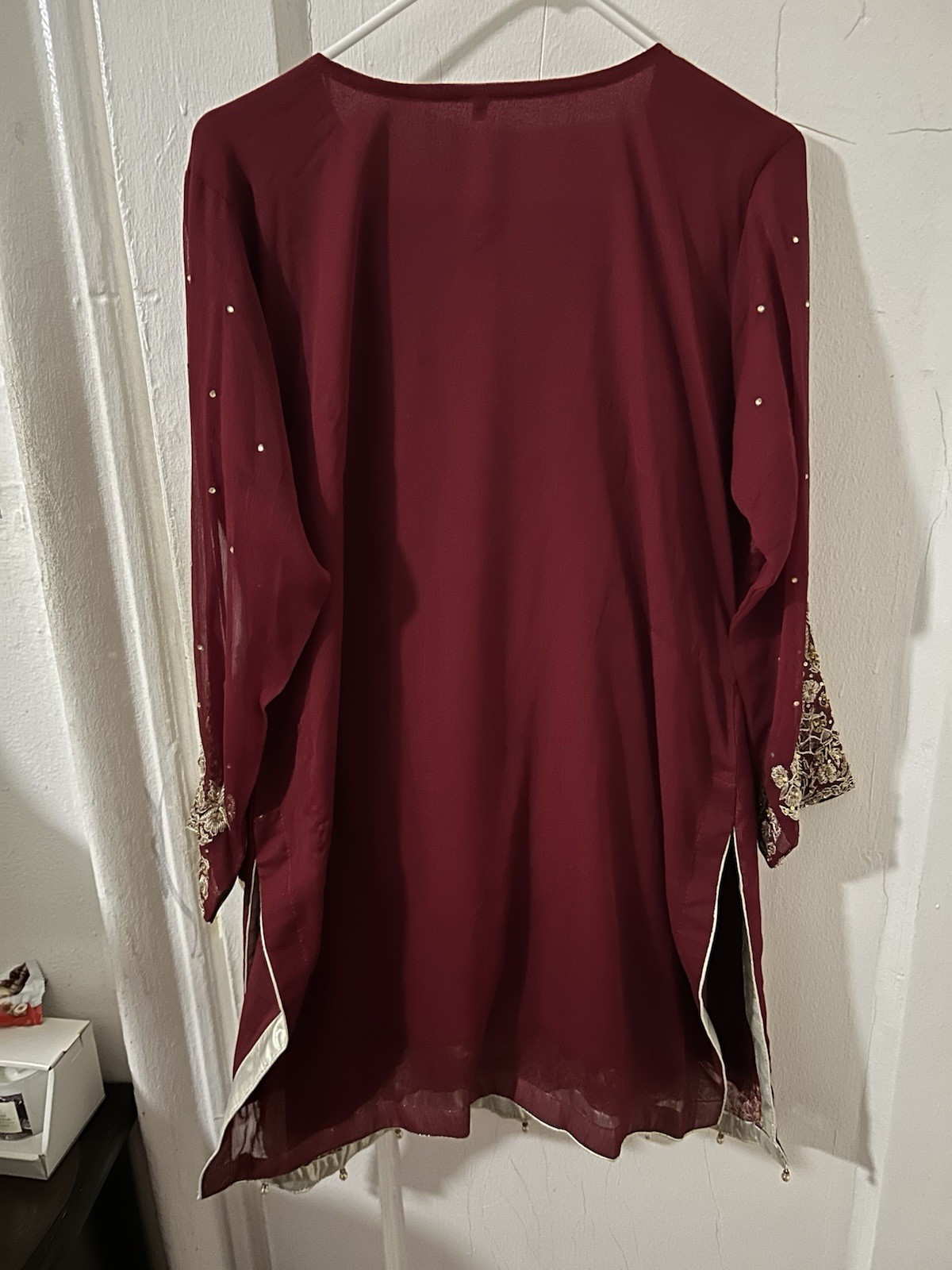 Red Embroidered 3 Piece Pakistani Suit- Fancy