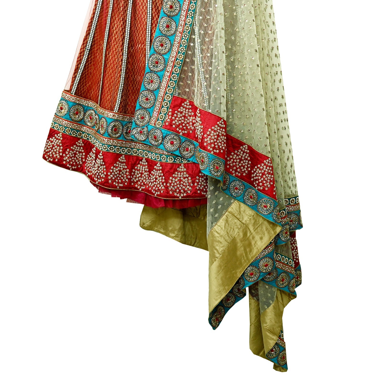 Heavy Wedding Net/Mesh Hand Embroidered Lehenga 3pcs Set Designer Anamika Khanna