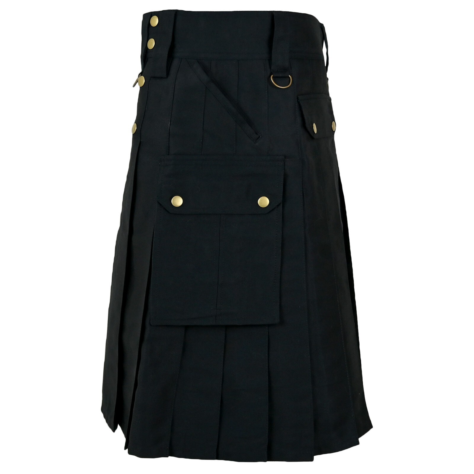 Utility Cargo Kilt Black with 6 Pockets Scottish Kilt Highlander Outfit Trendy