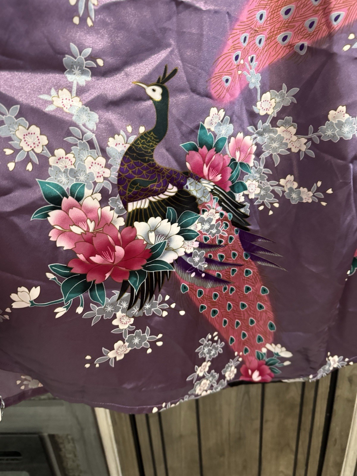 BABEYOND Women’s Purple Floral Peacock Kimono Robe One Size Polyester