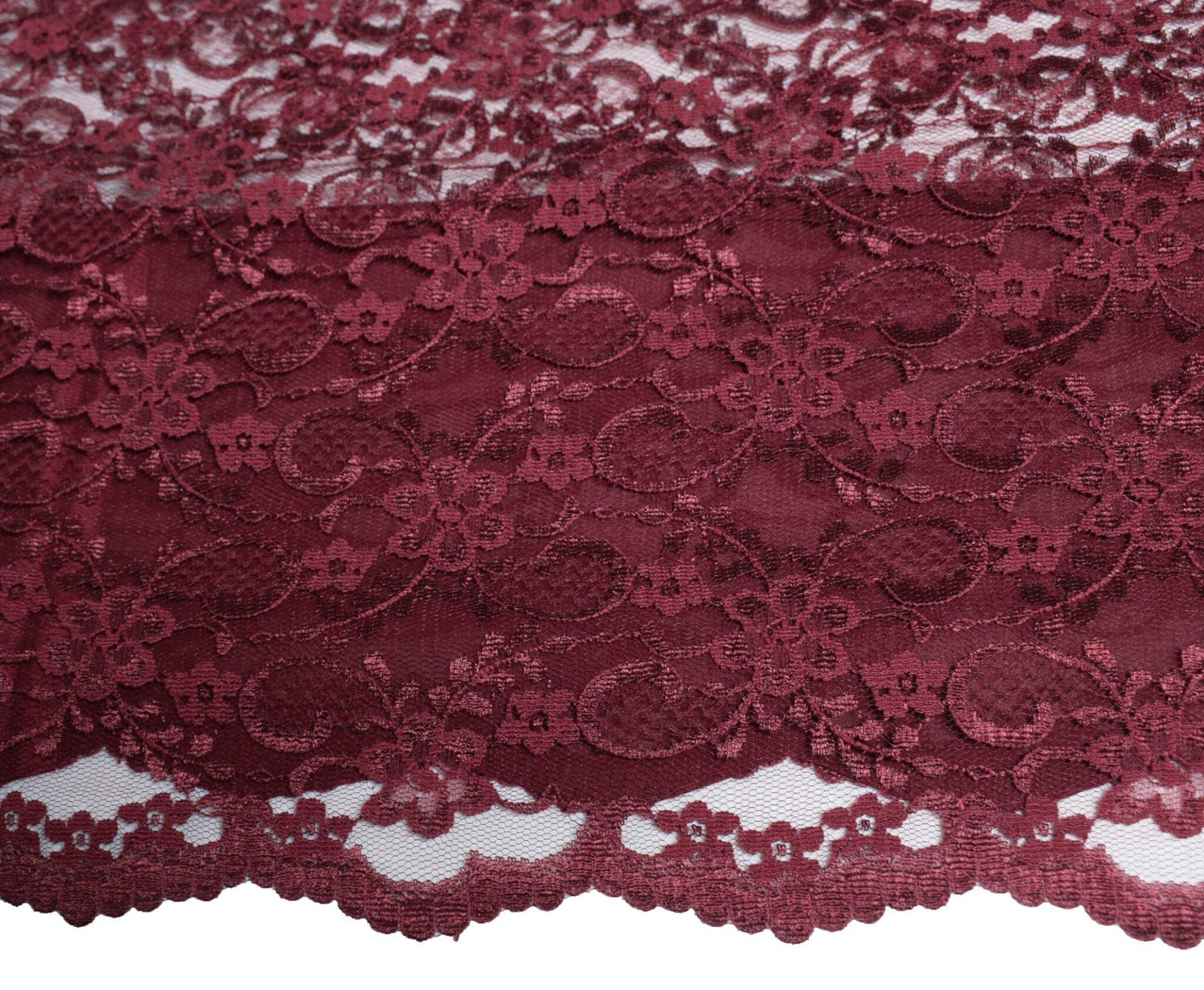 Sushila Vintage Burgundy Saree Net Mesh Floral Woven Cutwork Sari Dress Fabric