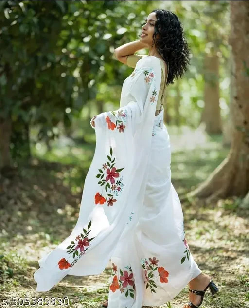 Women’s Cotton Linen saree with Separate Blouse Piece