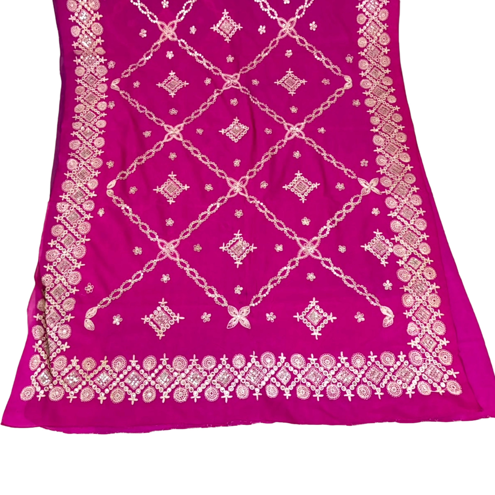 Pink Bridal Dress Traditional Attire Women Wrap Georgette Used Embroidered Saree