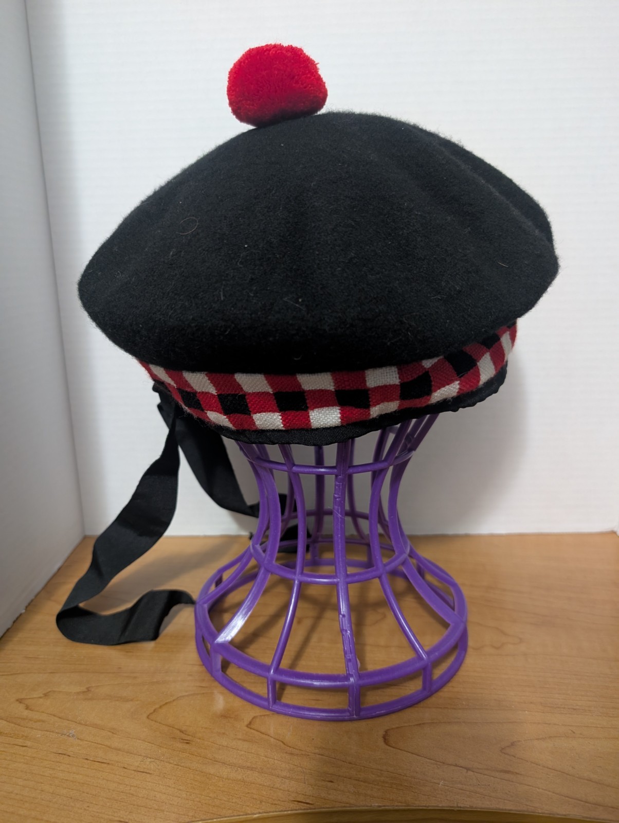 100% Pure Wool Scottish Balmoral Diced Hat Red,White & Black Balmoral
