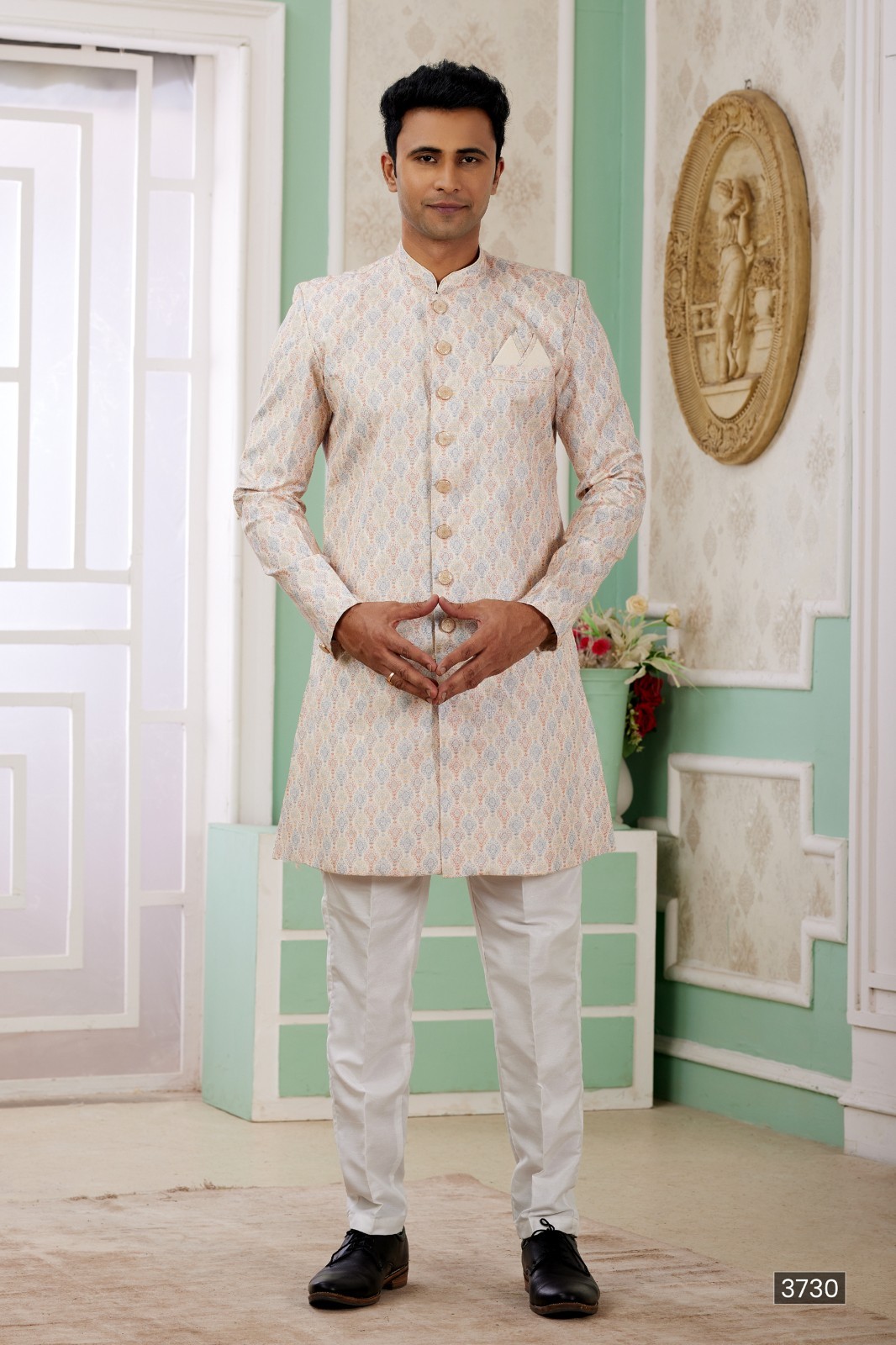 Indian Mens Wedding Bollywood Party Wear Traditional Semi Indo Western Dress