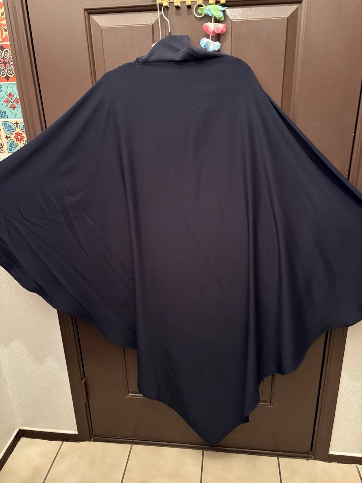 Single Layer Triangular Diamond Instant Khimar-Hijab-Jilbab Tie Back Navy Color