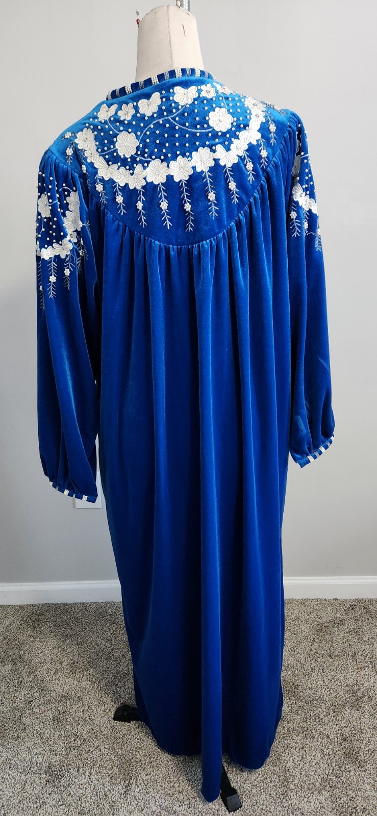 Vintage 80’S Unique THOBE Home DRESS MAXI Caftan Jalabiah Velvet Polyester XL