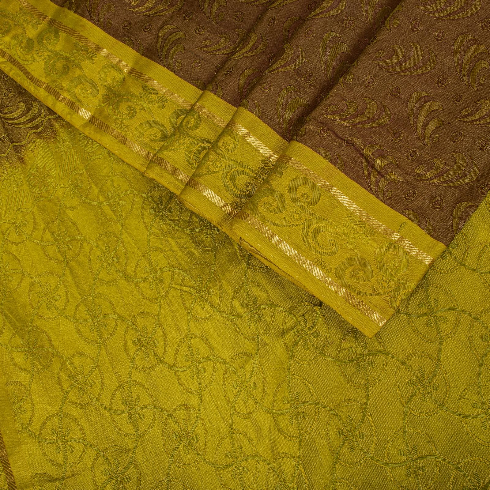 Sanskriti Vintage Saree Green Pure Silk Woven Wedding Sari 5+Yard Craft Fabric