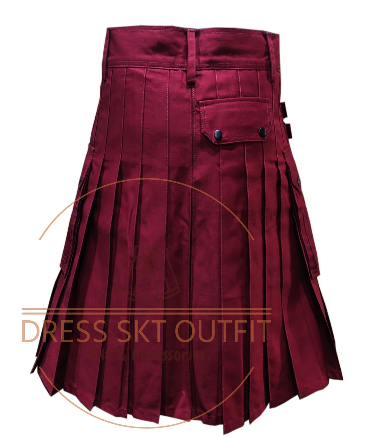 Scottish Handmade Utility Kilt Maroon Cotton Fashion Kilt Hybrid Kilt For Men’s
