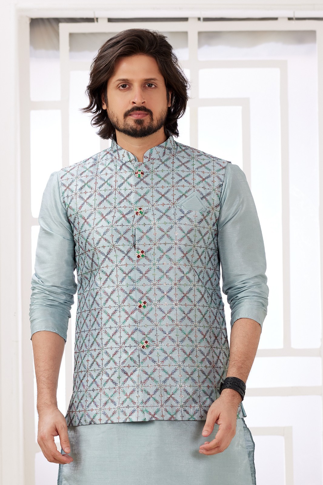 3 Pc Indian Mens Designer Wedding Bollywood Party Wear Traditional Kurta Payjama