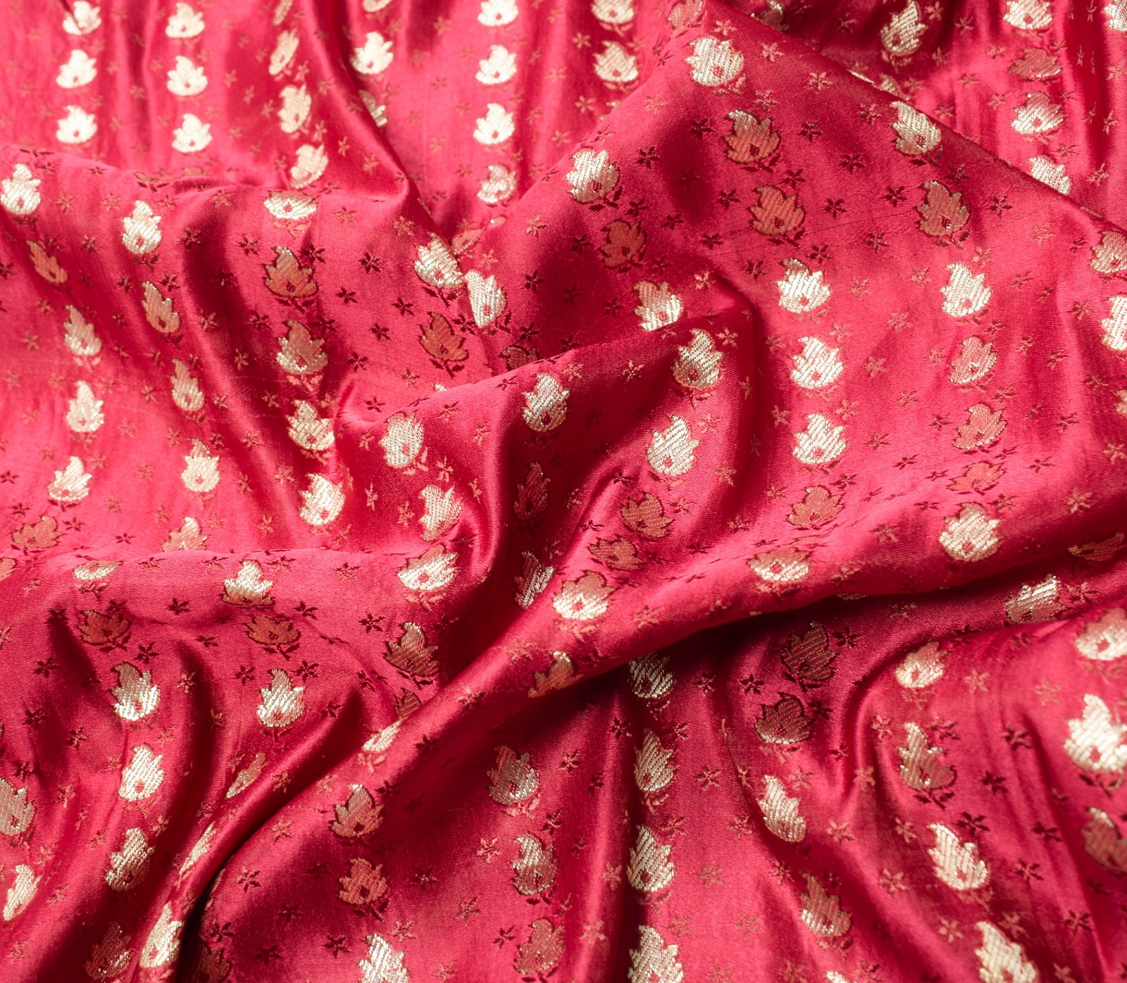Sushila Vintage Heavy Saree Pure Satin Silk Banarasi Brocade Woven Sari Fabric