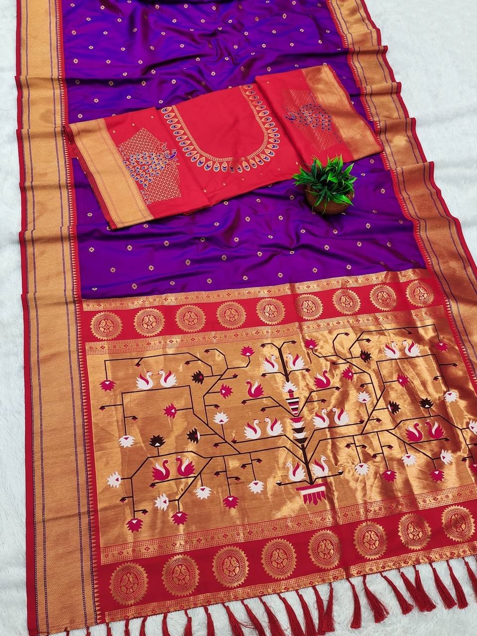 Bollywood Designer Paithani Silk Saree With Stone & Zari Work Wedding Party
