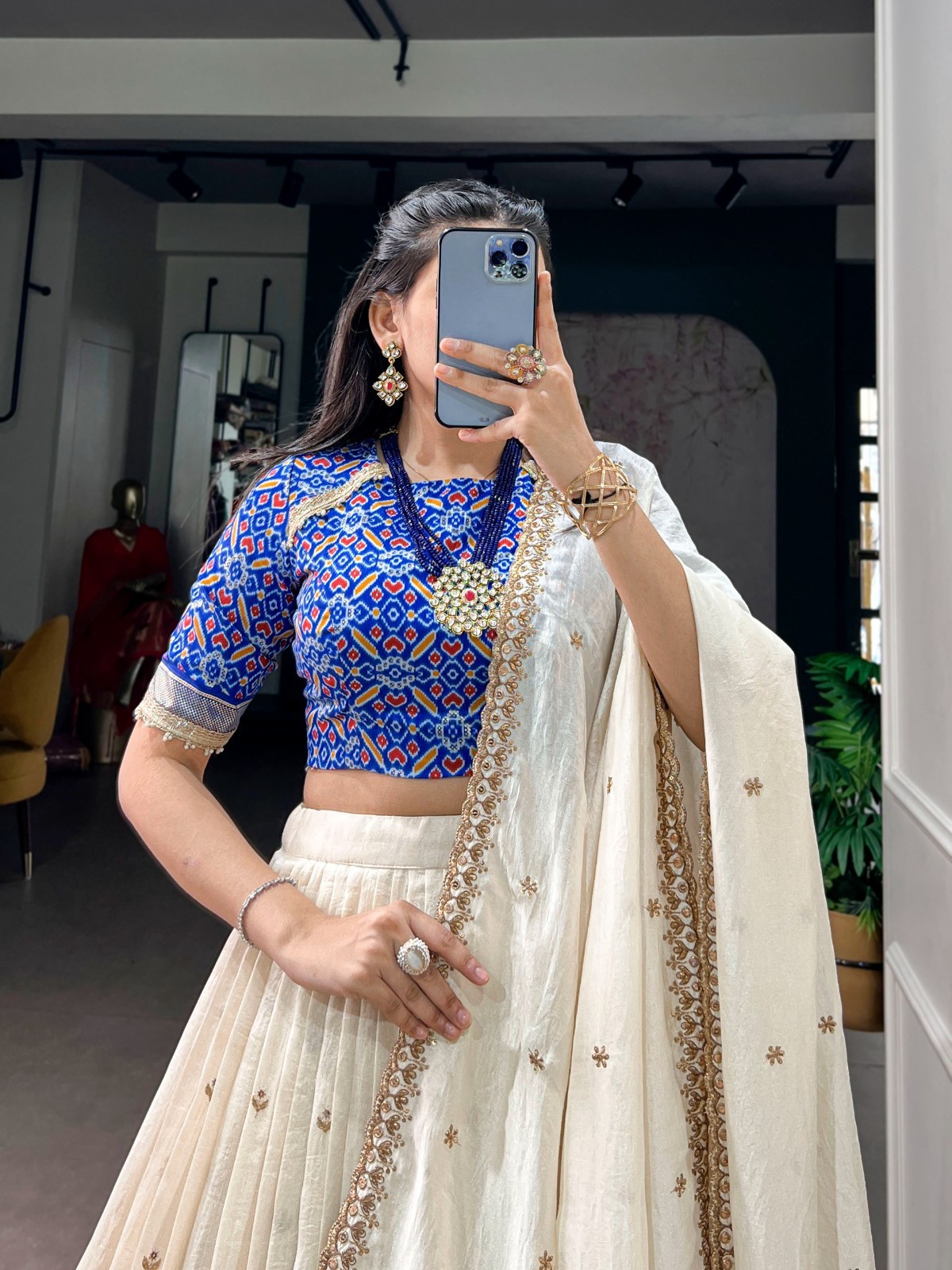 Women’s Vichitra Silk Lehenga Choli Garba Dandiya Festival Wear