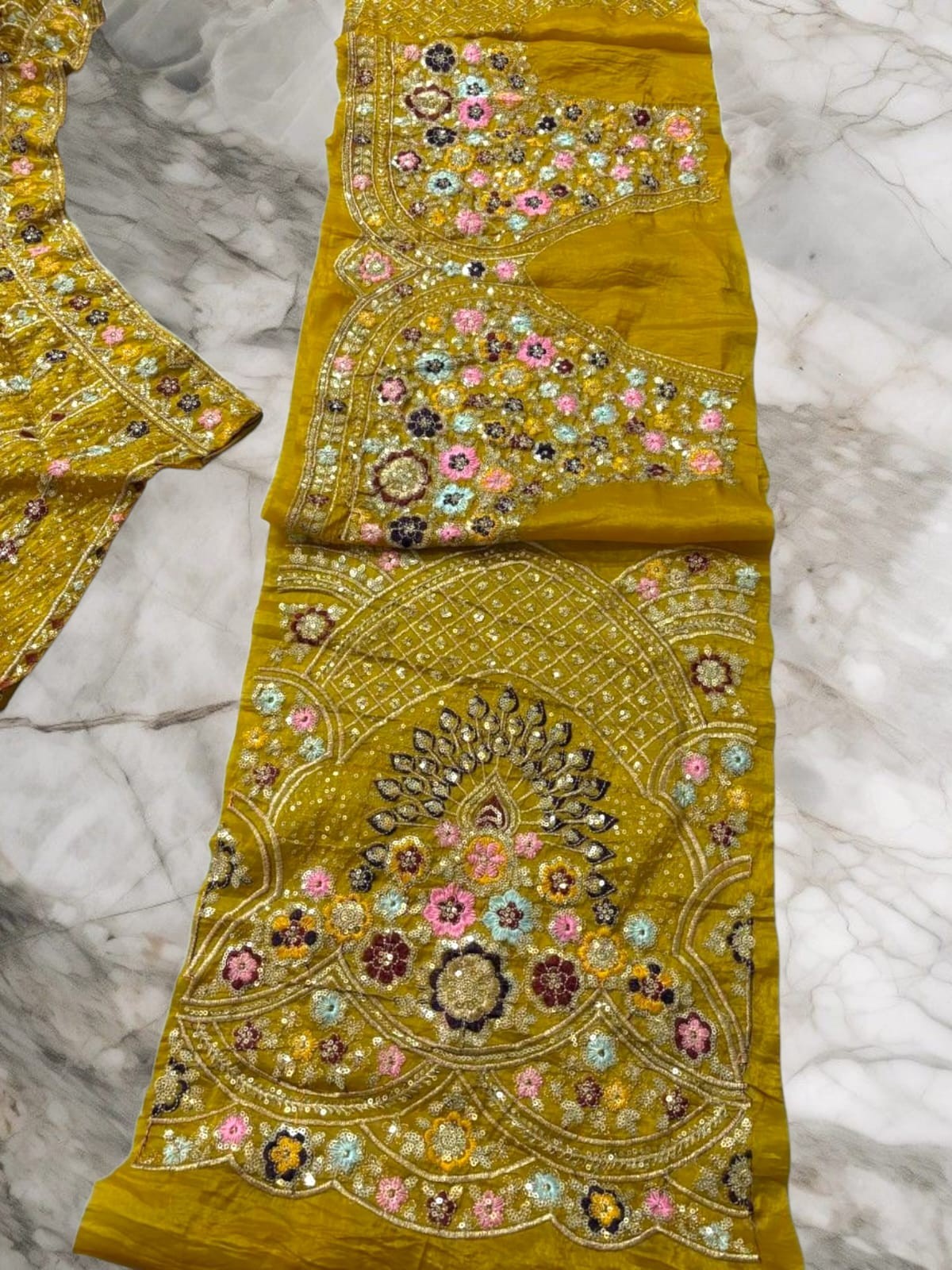 Designer Bridal Gold Crush Yellow Lehenga Choli,Chaniya Choli,Heavy Work Lehenga