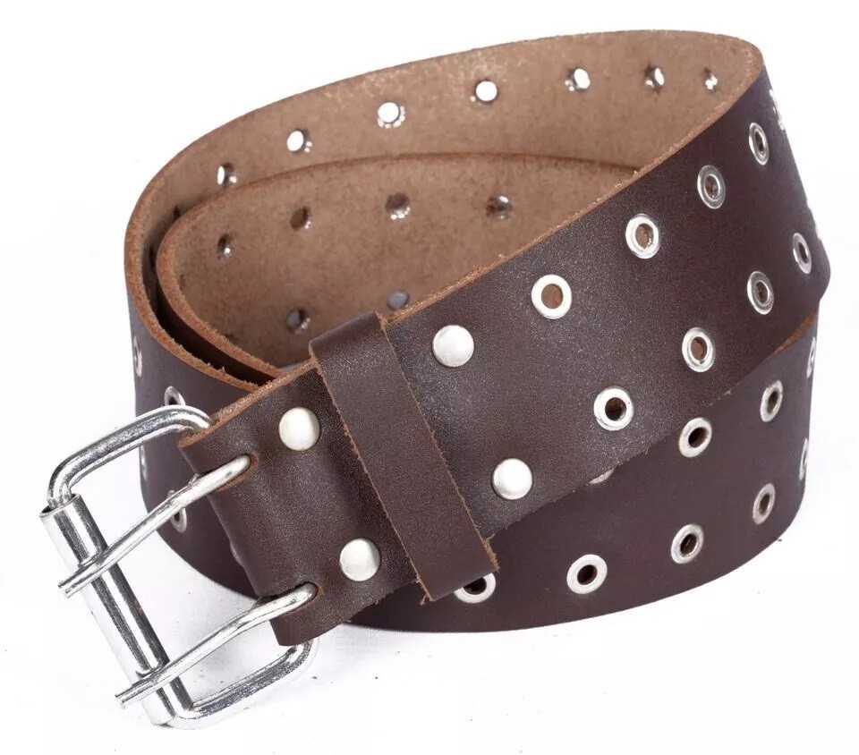 Real Leather Scottish Kilt Belt – Utility Style with Brass Eyelets, 2-Inch Width