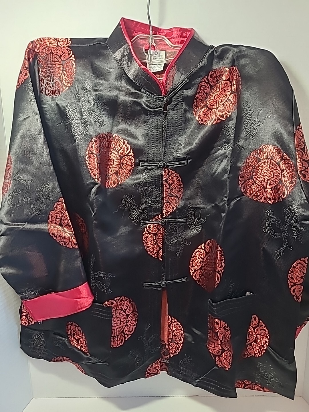 Vintage Asian Embroidery, 3 pc Boy’s Black And Red, New Year/Wedding Attire Sz10