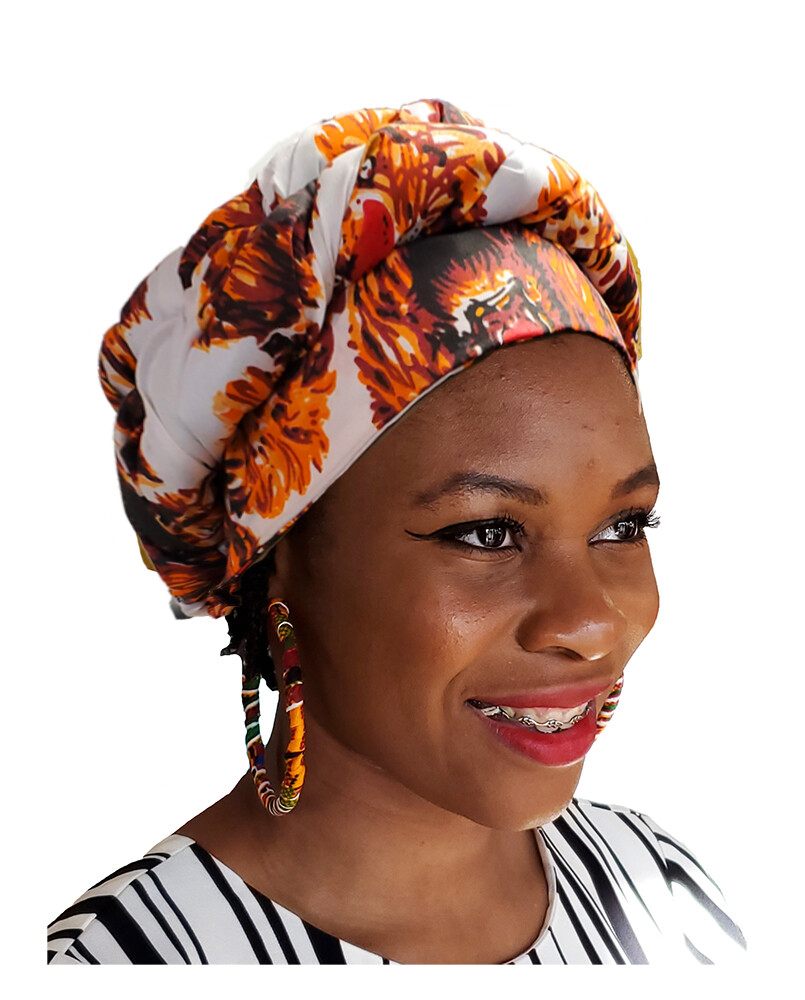 Lion Head African Print Modu Hat – Pre-tied Head wrap DPIS426PT