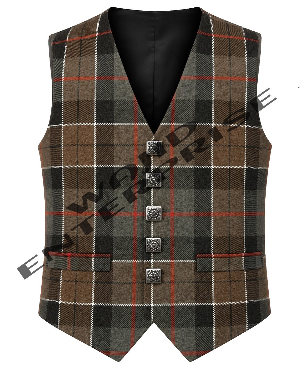 Scottish Clan Tartan Vest 5 Buttons Formal Kilt WAISTCOAT Highland Wedding Vest