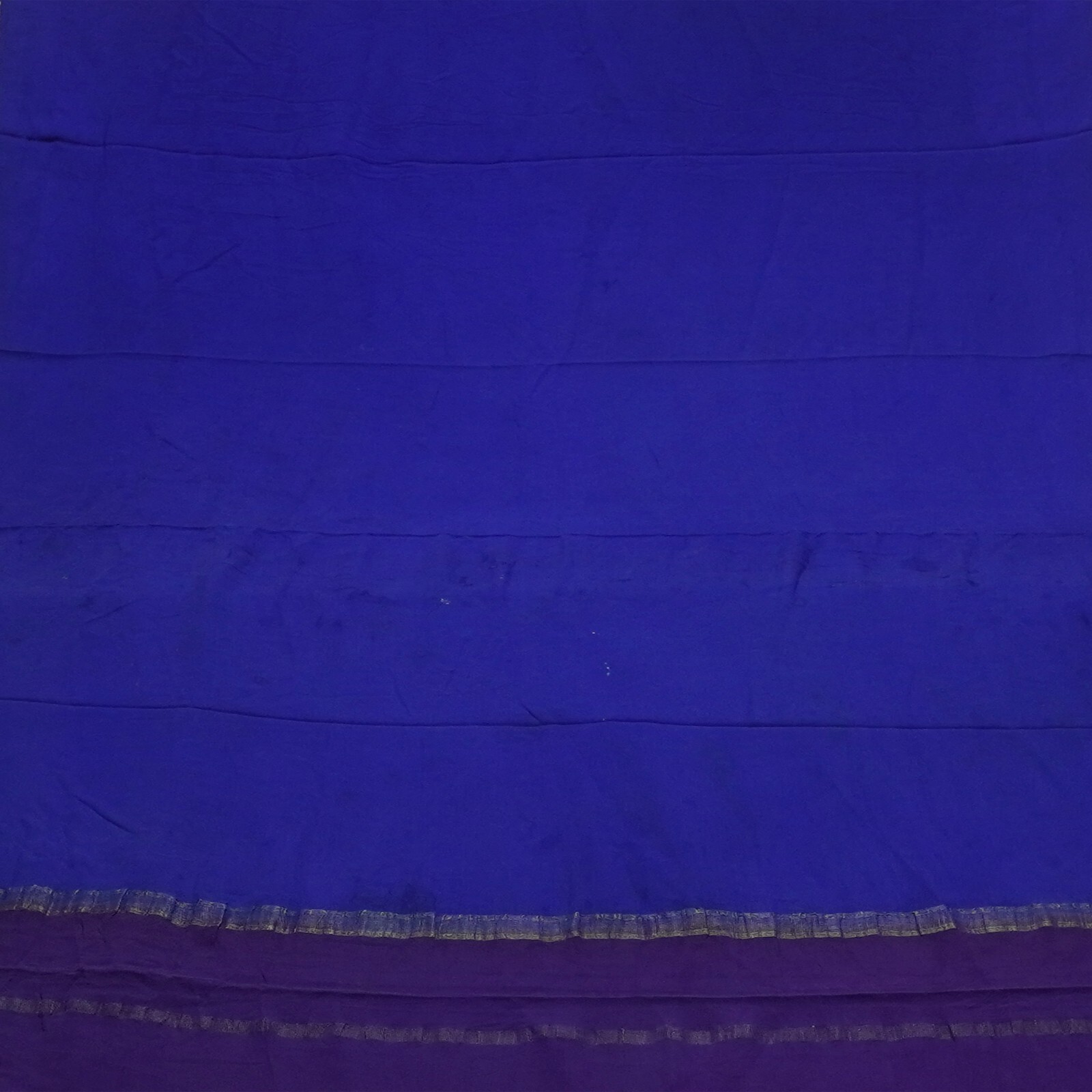 Vintage Blue Sarees 100% Pure Mysore Crepe Silk Zari Woven Sari 5YD Craft Fabric