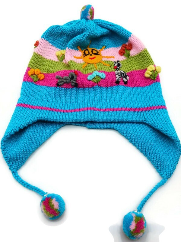 Handmade Chullo for kids – Peruvian Warmer hat for Winter knitting in Woll
