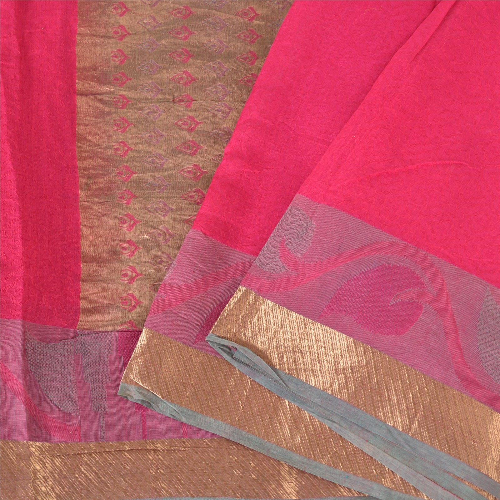 Sanskriti Vintage Sarees Pink Blend Silk Hand Woven Sari 5+Yd Soft Craft Fabric