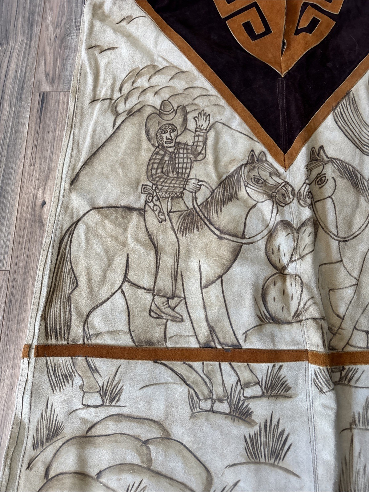 Authentic Leather Handmade Poncho Horses Artisan Fringe Gomez Made In Mexico