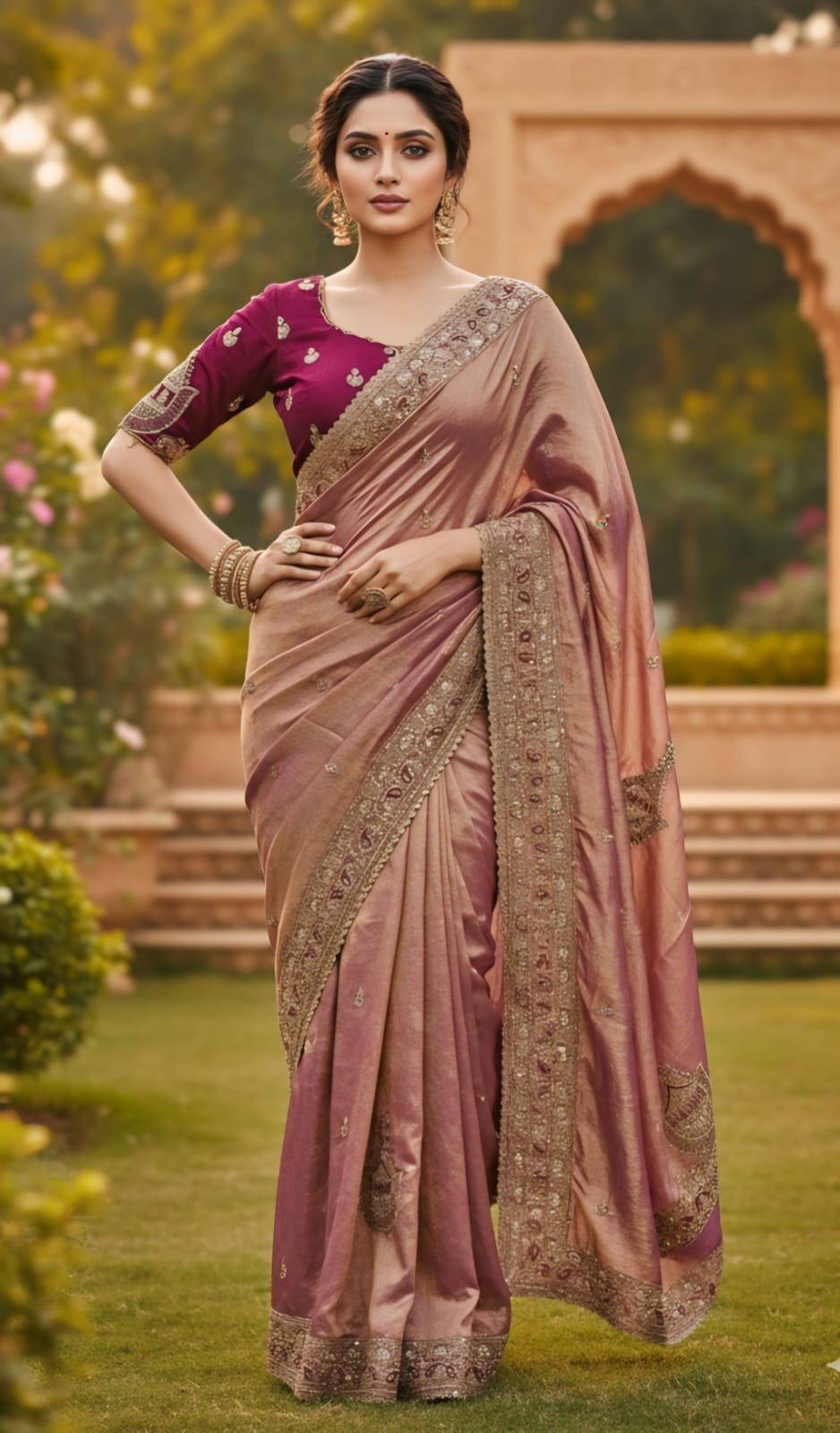 Readymade Silk Saree Ready to Wear Full Stitched Stitched Saree Blouse Designer