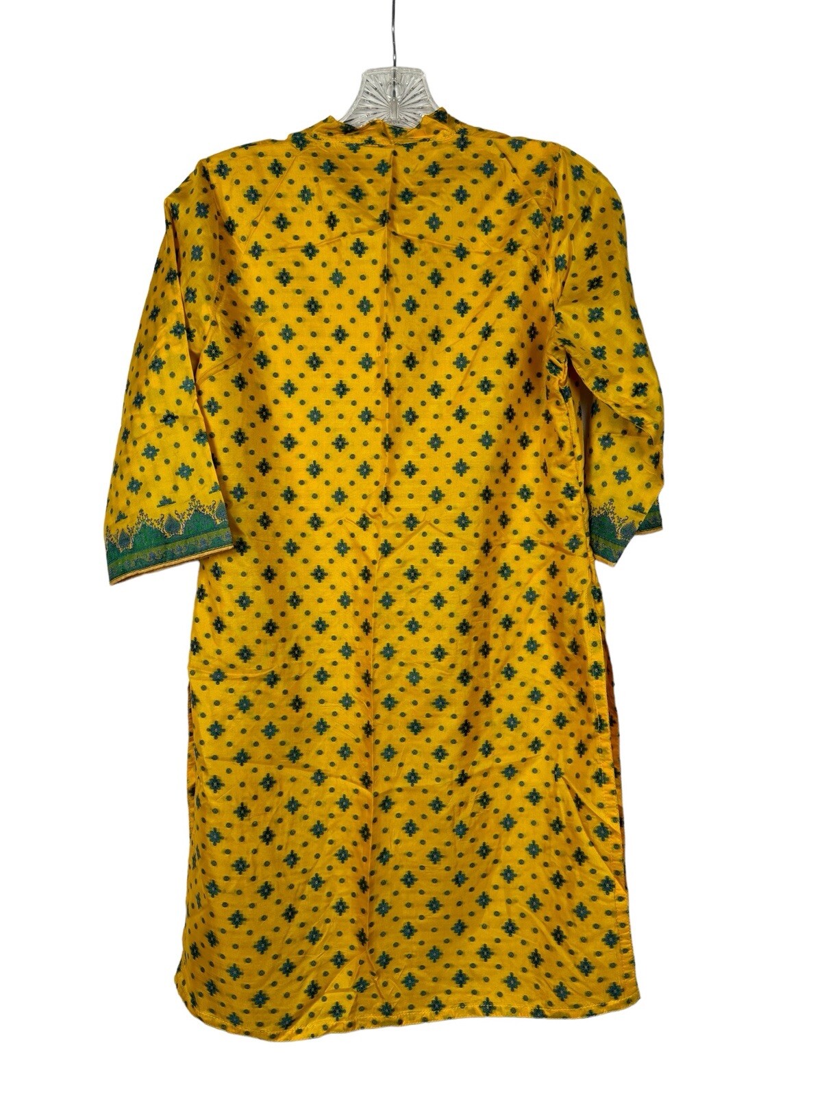 Salwar Kameez Yellow w Blue Purple Embroidery Suit Tunic Pants Dupatta Size XS
