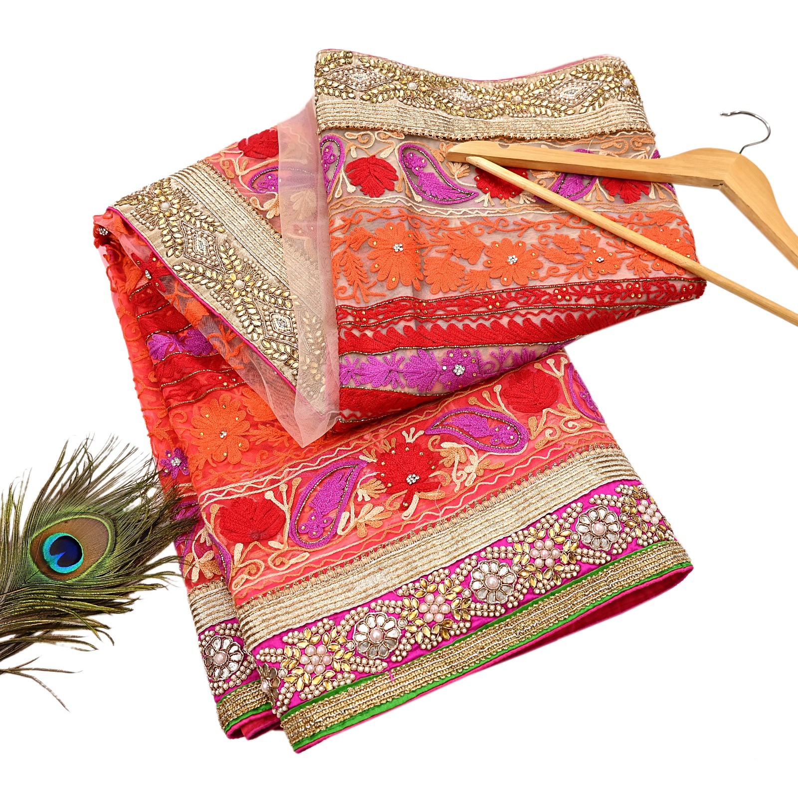 Indian Vintage Sari Net/Mesh Hand Embroidered Designer Manish Malhotra saree 5yd