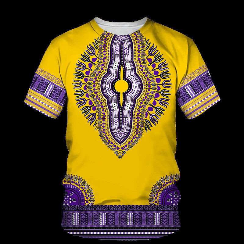 Men Dashiki T Shirt African Clothes Traditional Wear Clothing Short Sleeve Tops