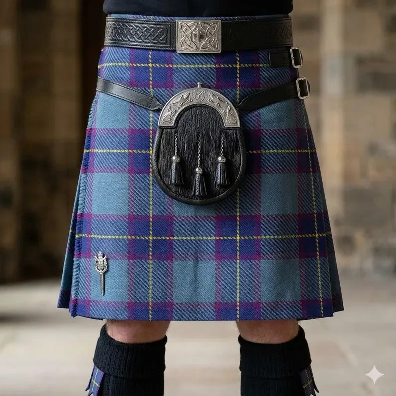 Peacock Samantha Tartan Kilt – Handmade Heavy Weight Acrylic Wool, Leather Strap