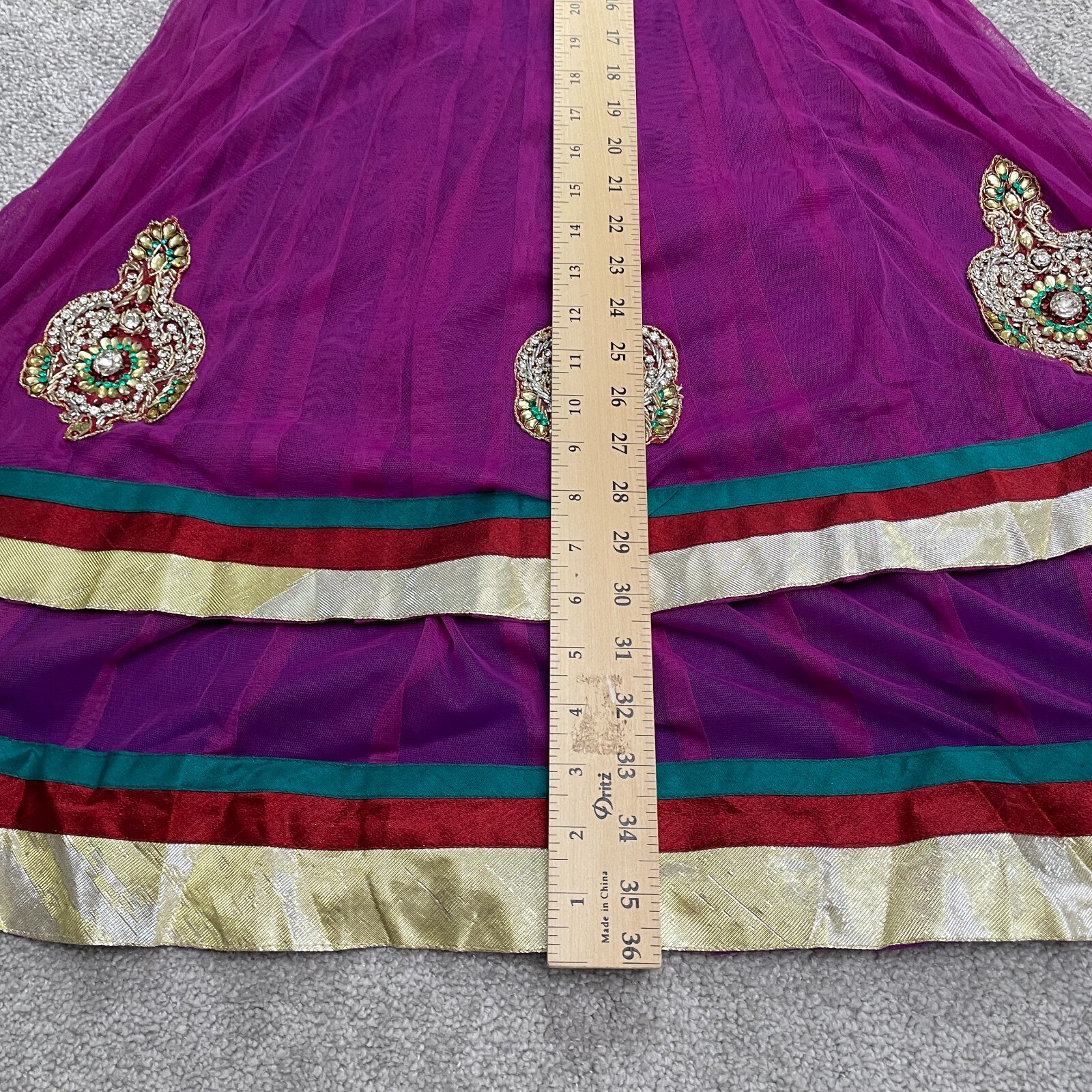 Unbranded Rhinestones Indian Dress Womens 36 Purple Short Sleeve Salwar Kameez