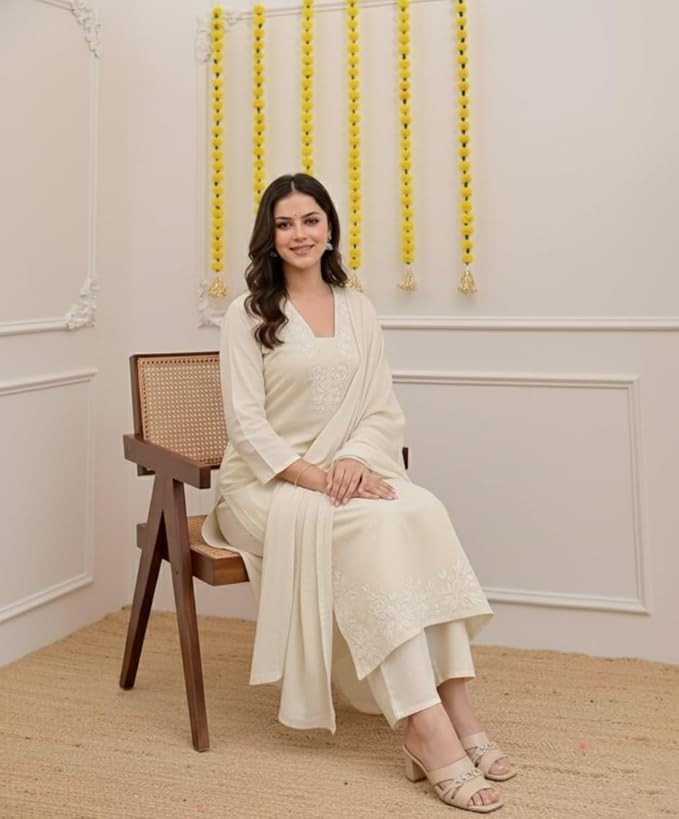 ANNI Designer Pure Cotton Embroidered Kurta Set for Women