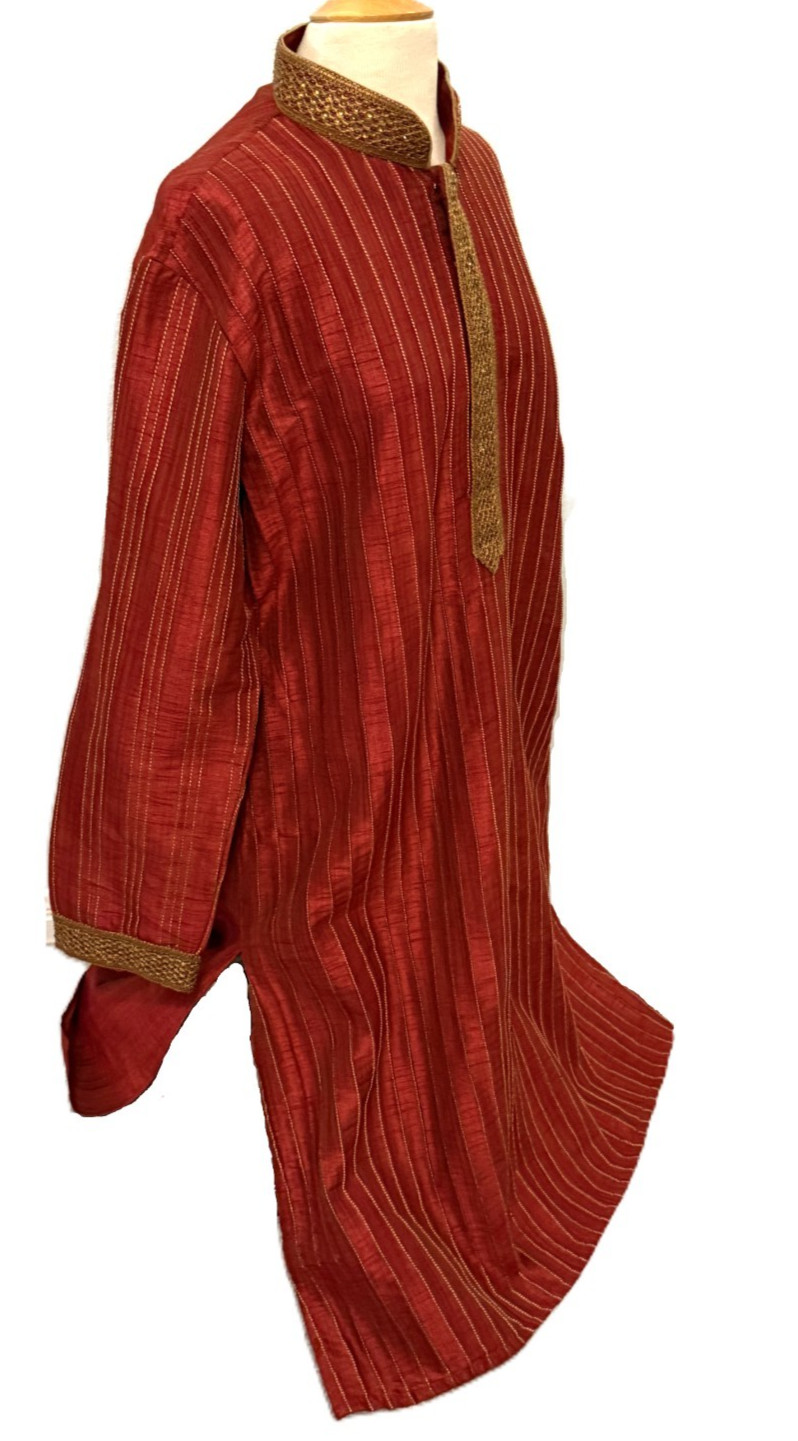 Shahi Poshakh Mens Kurta Beaded 44 XL Maroon Royal Costume Embroidery