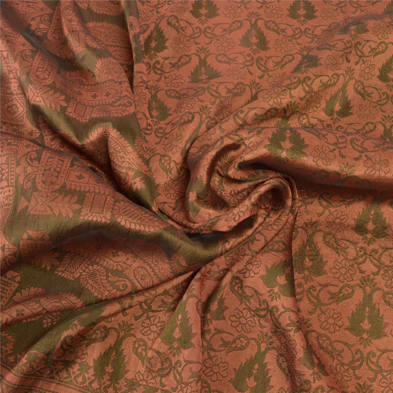 Sanskriti Vintage Green Sarees Blend Silk Hand-Woven Craft Ethnic Sari Fabric