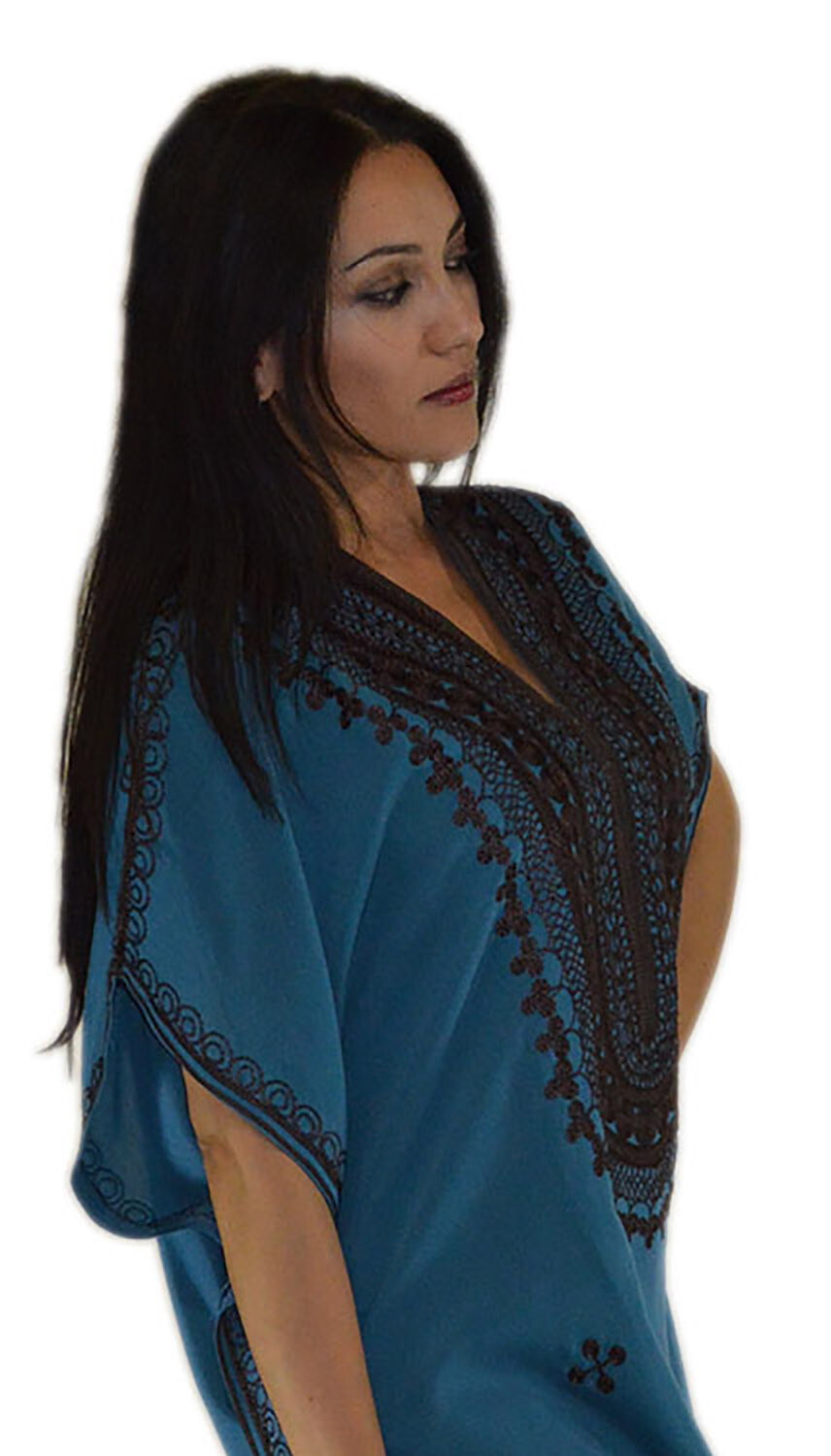 Moroccan Caftan Kaftan Women African Beach Summer Long Dress Blue