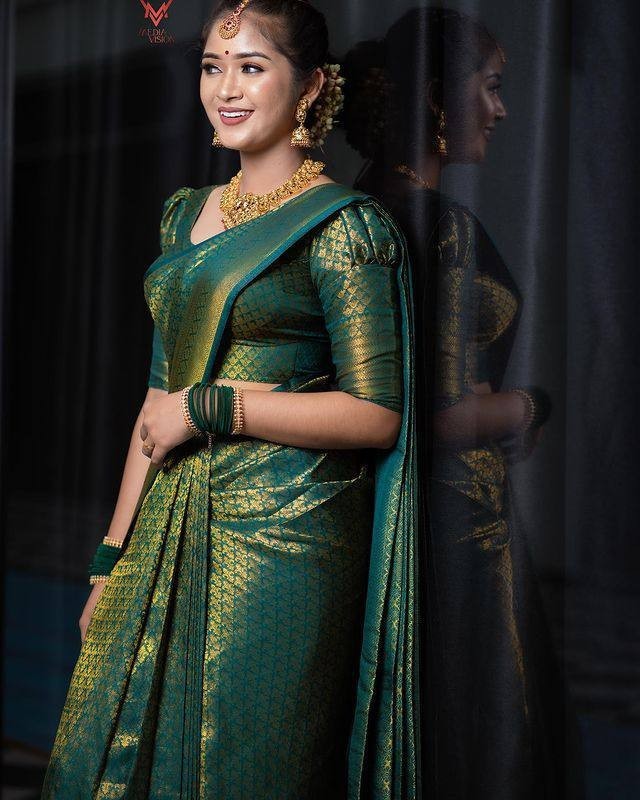 Indian traditional Silk Saree with Golden Jacquard wedding silk saree Pakistani