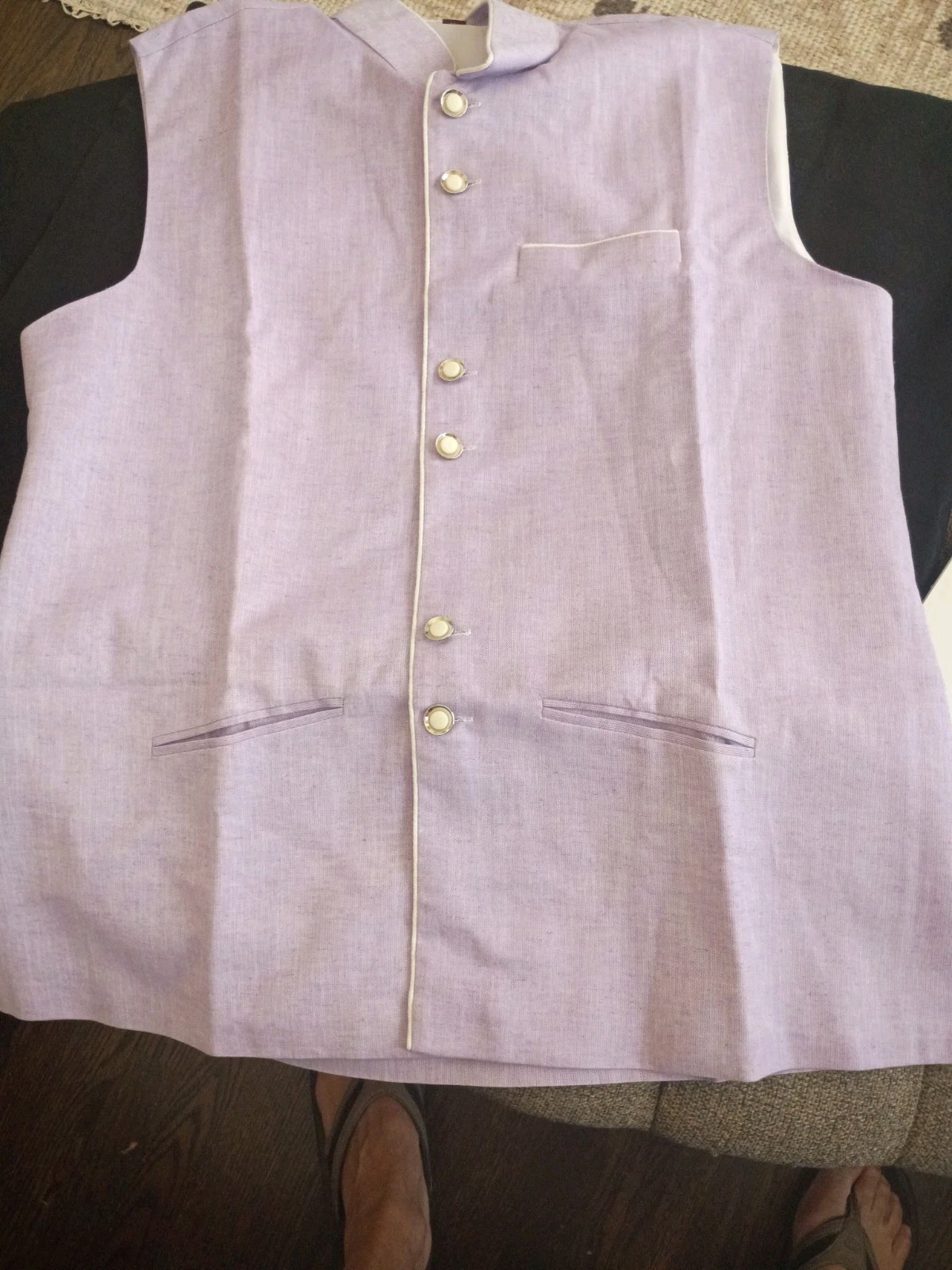 BRAND NEW MEN’S KHADDAR INDIAN PAKISTANI WAISTCOAT 44″ Purple Linen