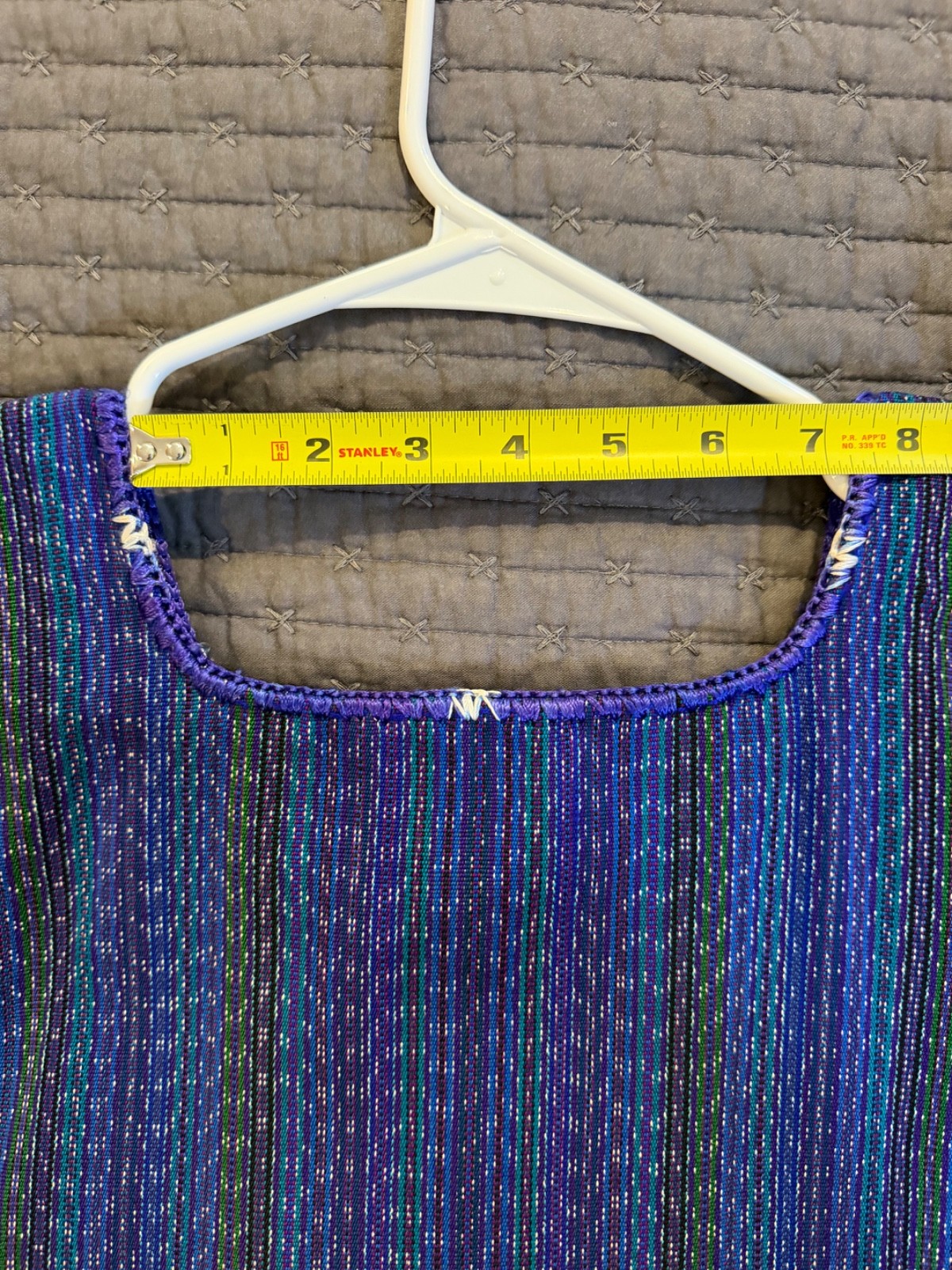 Woven Guatemalan huipil blouse blue w/embroidery L-XL