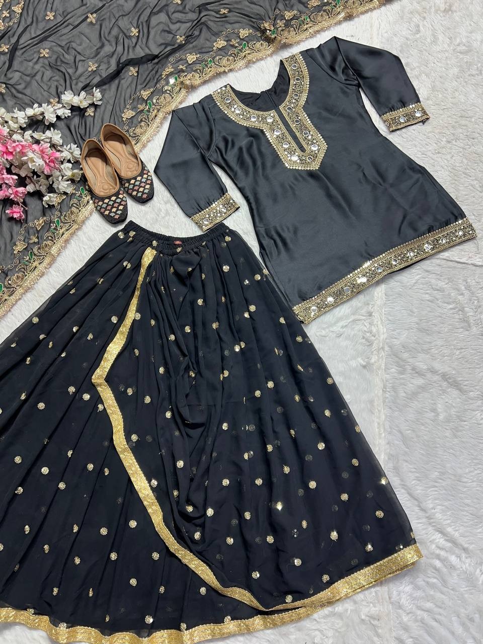 Pakistani top dhoti Designer Embroidered Wedding And Party Dress Set