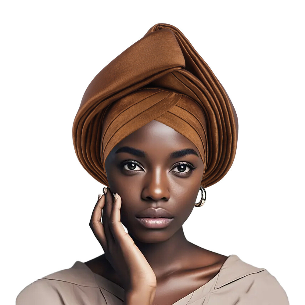 African Women Nigerian Wedding Party Hat Aso Oke Auto Gele Headtie Turban Wraps