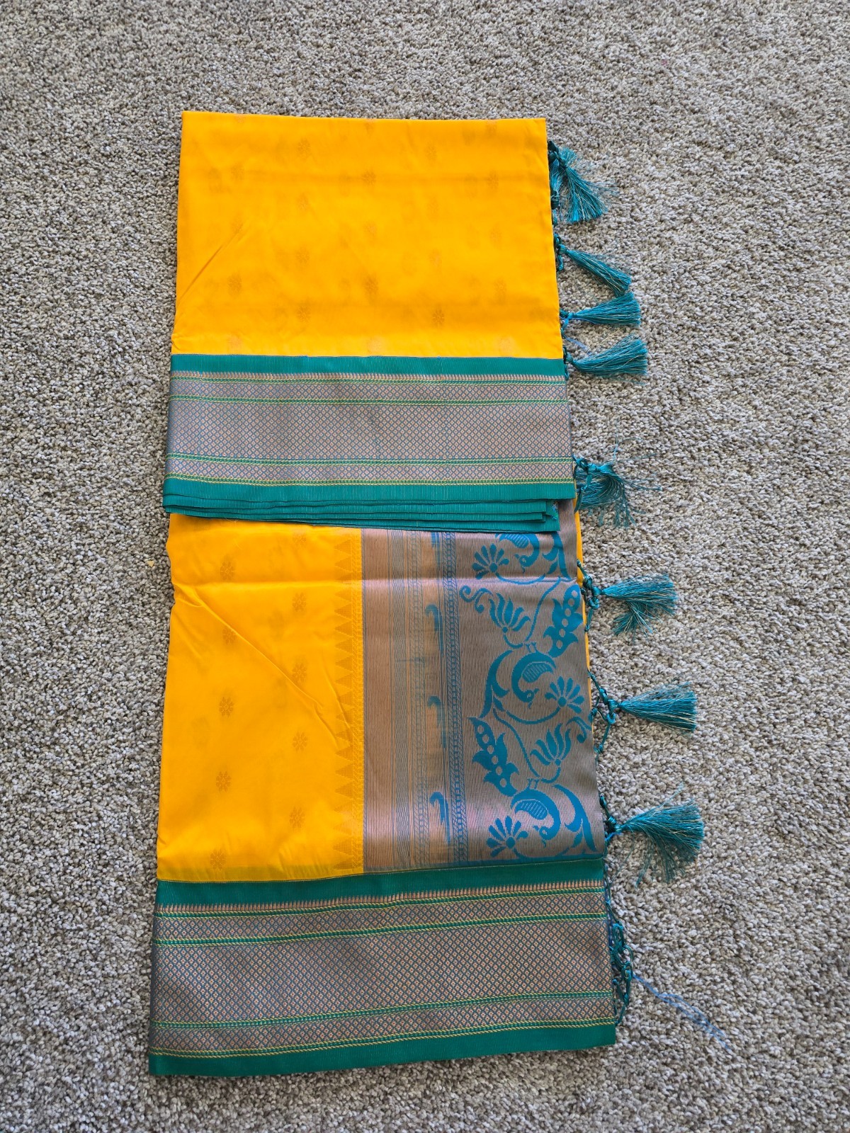 Authentic Paithani Saree with traditional butta design and peacock pallu