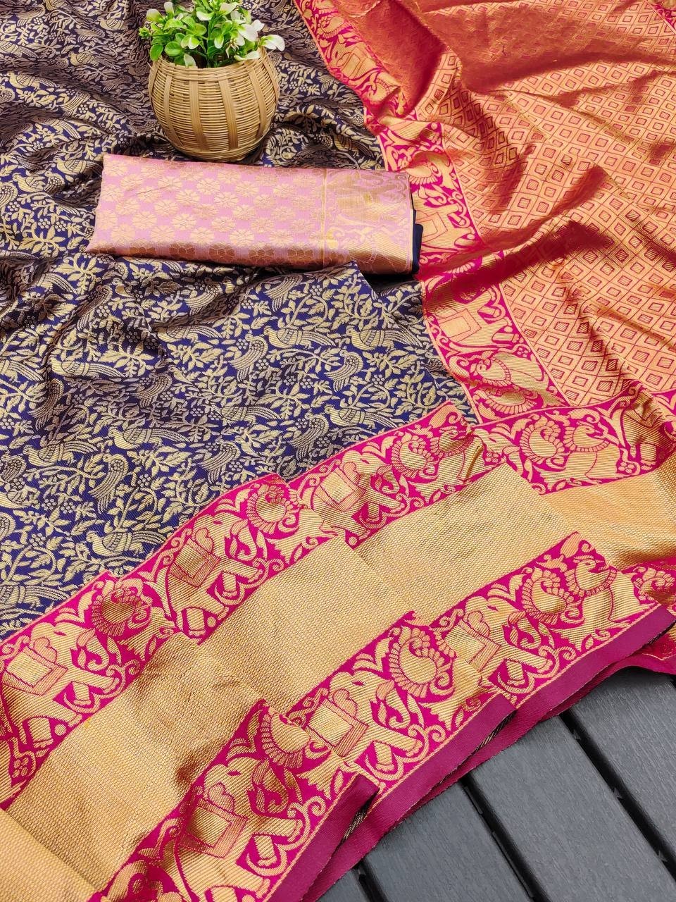 Designer Sari Bollywood Bridal Silk Saree Blouse South Indian Party Wear Saree