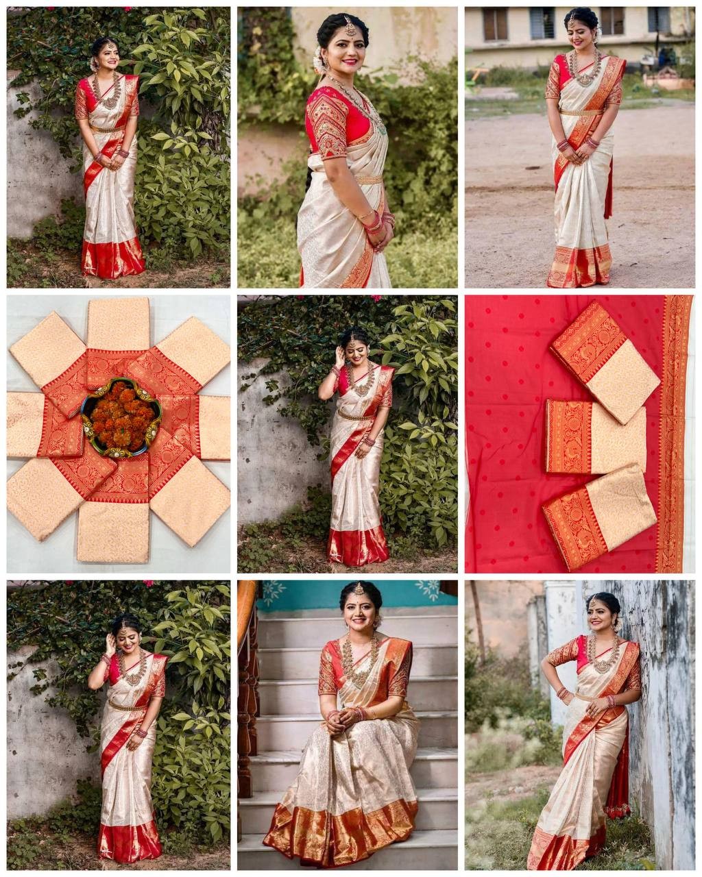 Soft Lichi Silk Saree w/ Rich Pallu All Over Jacquard Work & Blouse Border