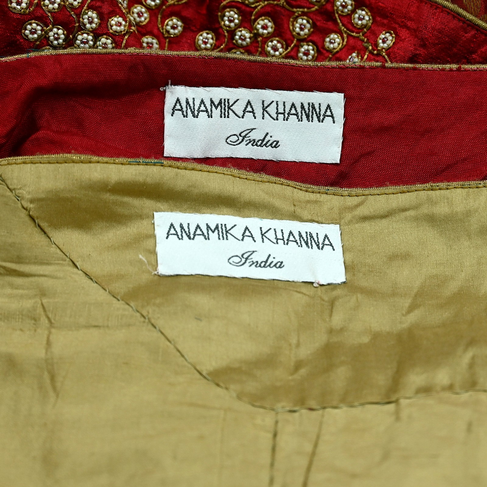 Heavy Wedding Net/Mesh Hand Embroidered Lehenga 3pcs Set Designer Anamika Khanna