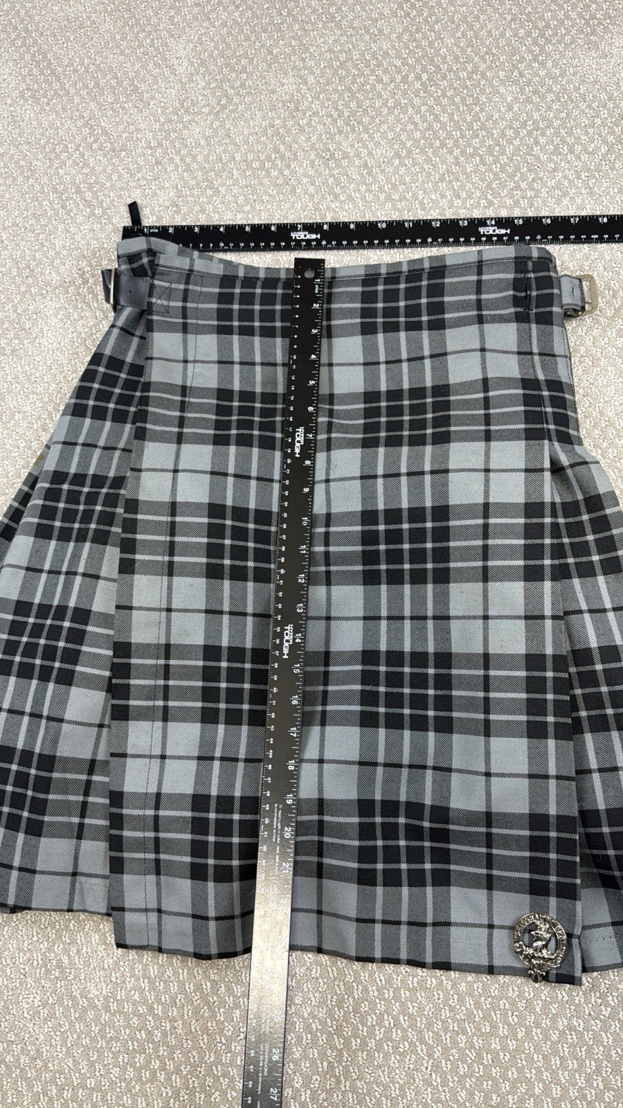 The Kilt Black Grey Woven Tartan Scottish Traditional Sz 30/32